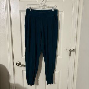 Pact Organic Cotton Waffle Weave Jogger Pants Size Large Green Lounge Pull On